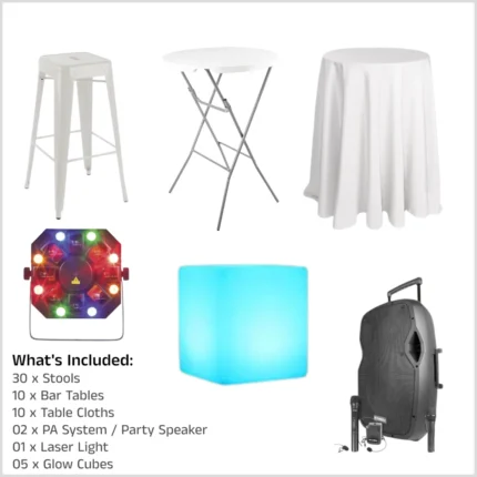 Cocktail Party Package, Bar Table Package, Cocktail Packages for hire